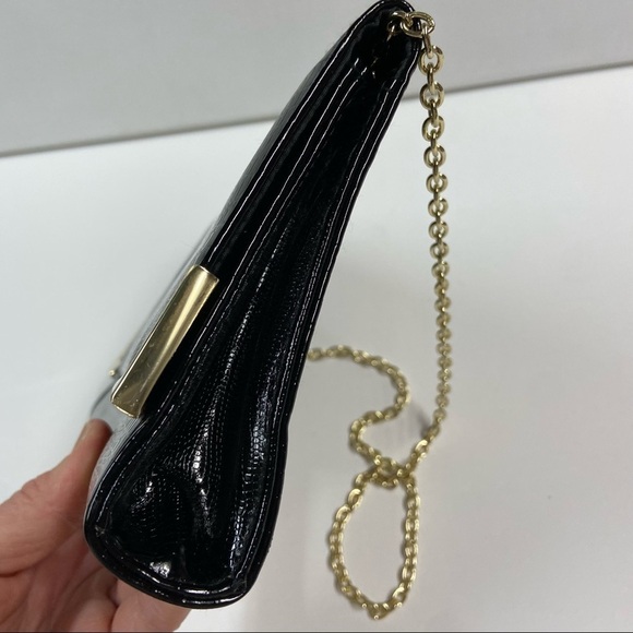 Style & Co. black patent leather clutch with gold chain - Picture 10 of 12